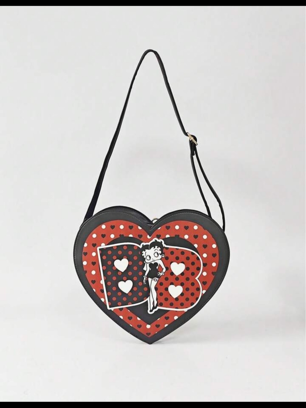 Betty Boop Heart Crossbody Bag in Red, Black and White